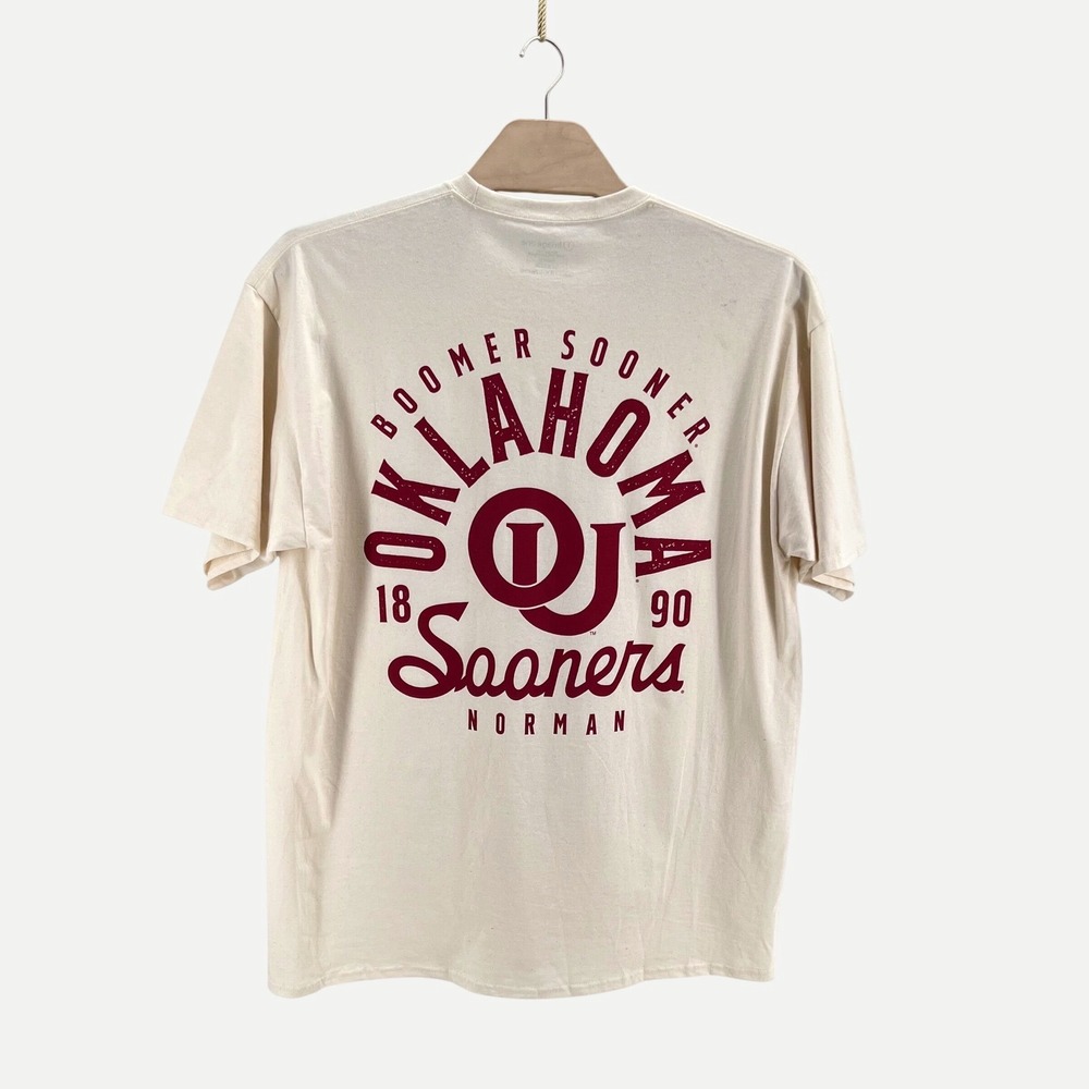 Image One Oklahoma Sooners 3XT 100% Cotton Pocket Tee Cream Boomer Sooner Norman